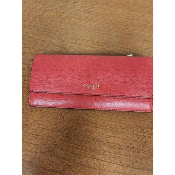 Coach Red Saffiano Leather Slim Envelope Wallet 49350 - Picture 1 of 11
